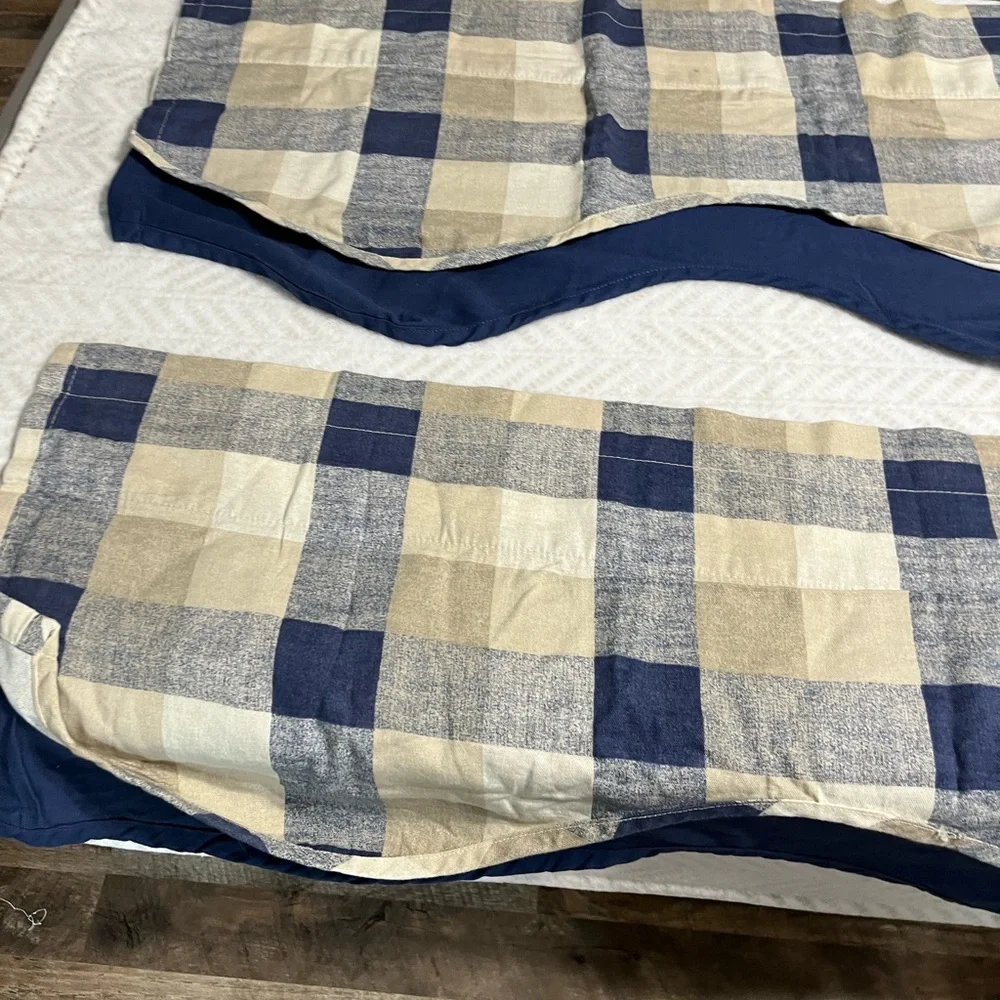JC Penny Home Blue and Tan Plaid Valances